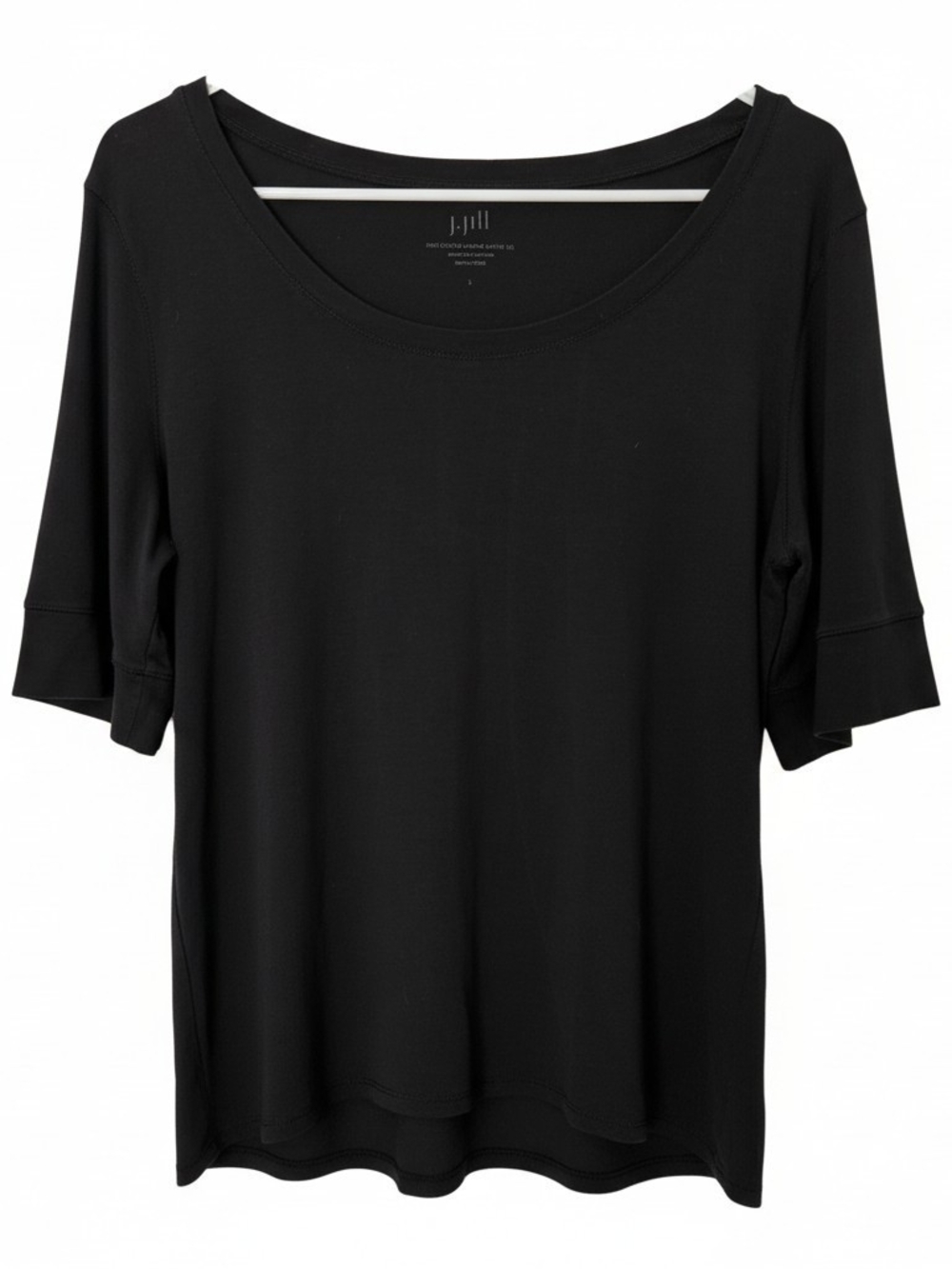 J. Jill Black Scoop Neck Elbow Sleeve Tee